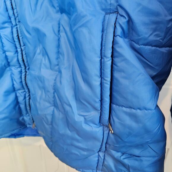 Vintage Jcpenny Puff Coat Men XL Blue Hooded 80s Thick Warm Winter Utility Retro - Picture 6 of 16